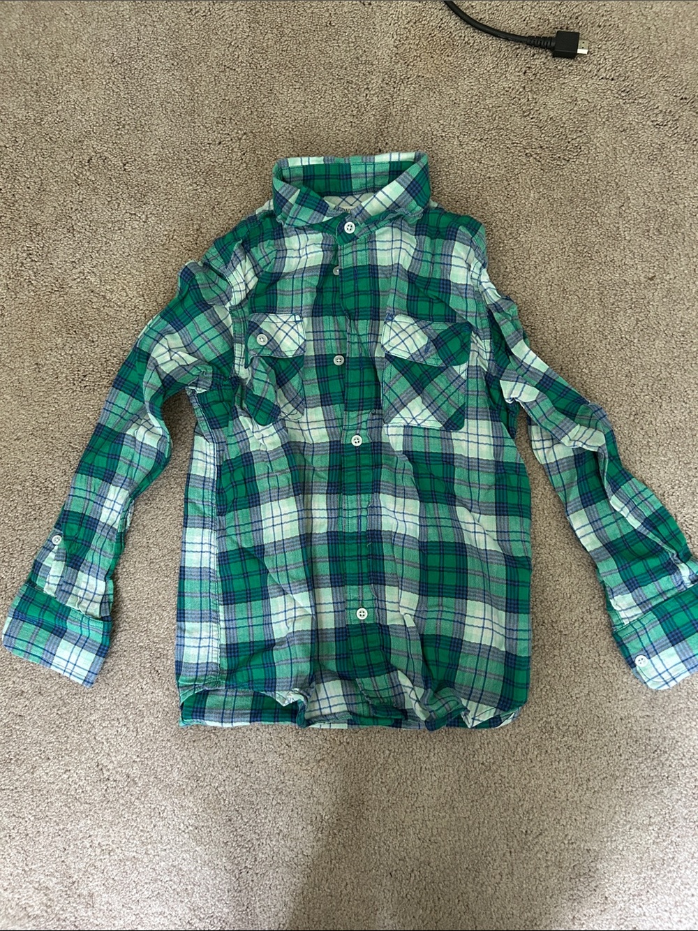 Crewcuts Green Plaid Button-Down Shirt